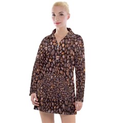 Coffee Beans Food Texture Women s Long Sleeve Casual Dress by artworkshop