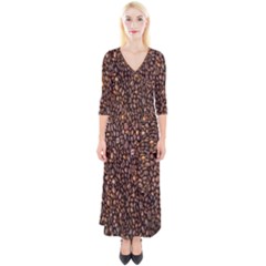 Coffee Beans Food Texture Quarter Sleeve Wrap Maxi Dress by artworkshop