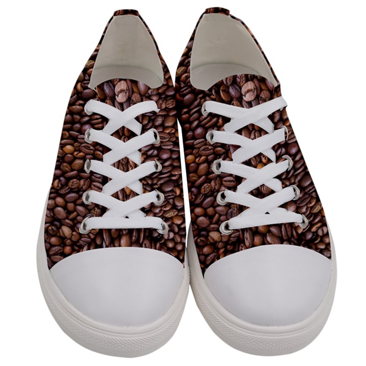 Coffee Beans Food Texture Women s Low Top Canvas Sneakers