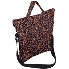 Coffee Beans Food Texture Fold Over Handle Tote Bag by artworkshop