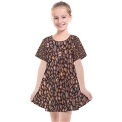 Coffee Beans Food Texture Kids  Smock Dress by artworkshop