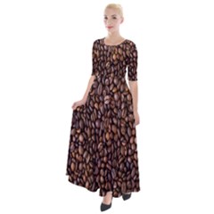 Coffee Beans Food Texture Half Sleeves Maxi Dress by artworkshop