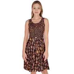 Coffee Beans Food Texture Knee Length Skater Dress With Pockets by artworkshop