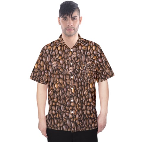 Coffee Beans Food Texture Men s Hawaii Shirt by artworkshop