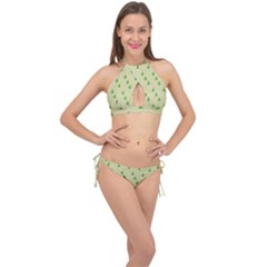 Christmas Wrapping Paper  Cross Front Halter Bikini Set by artworkshop