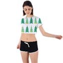 Christmas Trees Watercolor Decoration Tie Back Short Sleeve Crop Tee View1