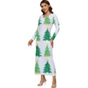 Christmas Trees Watercolor Decoration Long Sleeve Velour Longline Maxi Dress View2