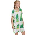 Christmas Trees Watercolor Decoration Kids  Short Sleeve Tiered Mini Dress View3