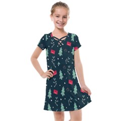 Christmas Pattern Design Kids  Cross Web Dress by artworkshop