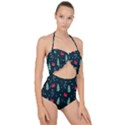 Christmas Pattern Design Scallop Top Cut Out Swimsuit View1