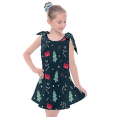 Christmas Pattern Design Kids  Tie Up Tunic Dress by artworkshop