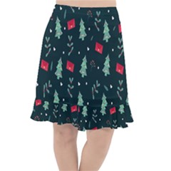 Christmas Pattern Design Fishtail Chiffon Skirt by artworkshop