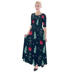 Christmas Pattern Design Half Sleeves Maxi Dress by artworkshop