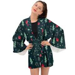 Christmas Pattern Design Long Sleeve Kimono by artworkshop