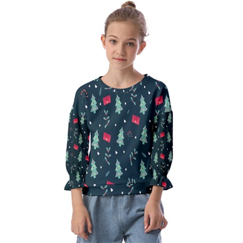 Christmas Pattern Design Kids  Cuff Sleeve Top by artworkshop