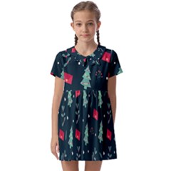 Christmas Pattern Design Kids  Asymmetric Collar Dress by artworkshop