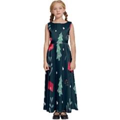 Christmas Pattern Design Kids  Satin Sleeveless Maxi Dress by artworkshop