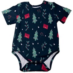 Christmas Pattern Design Baby Short Sleeve Onesie Bodysuit by artworkshop