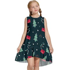 Christmas Pattern Design Kids  Frill Swing Dress by artworkshop