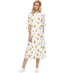 Christmas Ornaments Bow Sleeve Chiffon Midi Dress by artworkshop