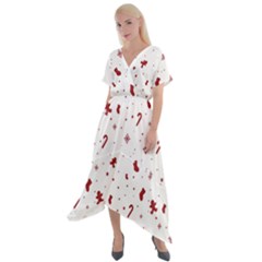 Christmas Background Wrapping Cross Front Sharkbite Hem Maxi Dress by artworkshop