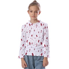 Christmas Background Wrapping Kids  Frill Detail Tee