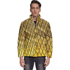 Chain Link Fence  Men s Puffer Bubble Jacket Coat by artworkshop