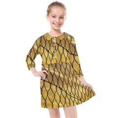 Chain Link Fence  Kids  Quarter Sleeve Shirt Dress by artworkshop