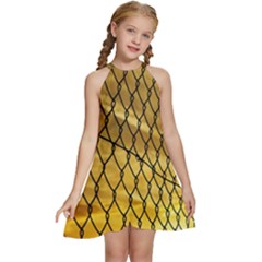 Chain Link Fence  Kids  Halter Collar Waist Tie Chiffon Dress by artworkshop