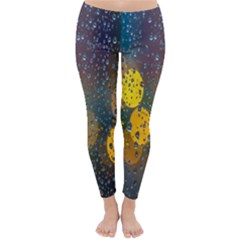 Bokeh Raindrops Window  Classic Winter Leggings by artworkshop