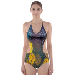 Bokeh Raindrops Window  Cut-out One Piece Swimsuit by artworkshop