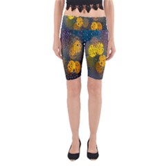 Bokeh Raindrops Window  Yoga Cropped Leggings by artworkshop