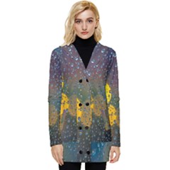 Bokeh Raindrops Window  Button Up Hooded Coat  by artworkshop