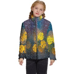 Bokeh Raindrops Window  Kids  Puffer Bubble Jacket Coat by artworkshop