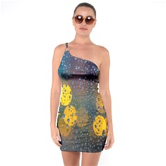 Bokeh Raindrops Window  One Soulder Bodycon Dress by artworkshop