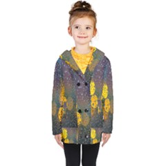 Bokeh Raindrops Window  Kids  Double Breasted Button Coat by artworkshop