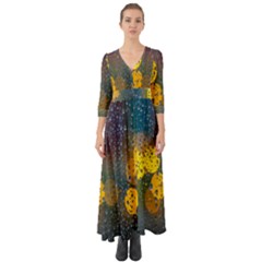 Bokeh Raindrops Window  Button Up Boho Maxi Dress