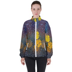 Bokeh Raindrops Window  Women s High Neck Windbreaker by artworkshop