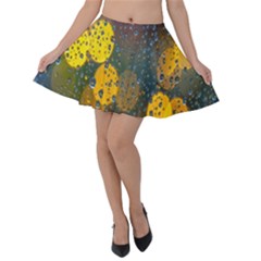 Bokeh Raindrops Window  Velvet Skater Skirt by artworkshop