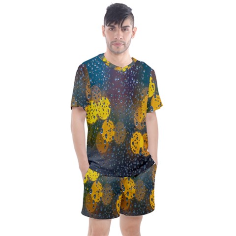 Bokeh Raindrops Window  Men s Mesh Tee And Shorts Set by artworkshop