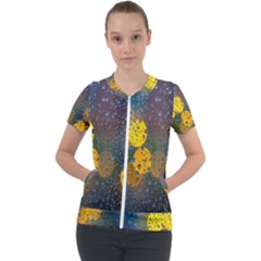 Bokeh Raindrops Window  Short Sleeve Zip Up Jacket by artworkshop