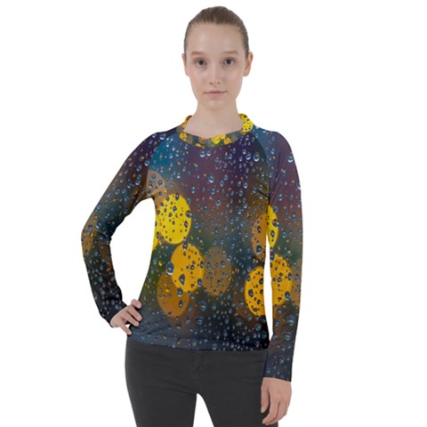 Bokeh Raindrops Window  Women s Pique Long Sleeve Tee by artworkshop