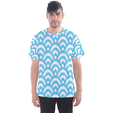  Waves Ocean Blue Texture Men s Sport Mesh Tee by artworkshop