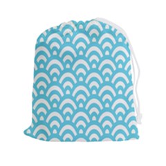  Waves Ocean Blue Texture Drawstring Pouch (2xl) by artworkshop