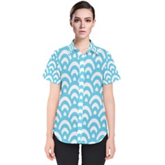  Waves Ocean Blue Texture Women s Short Sleeve Shirt