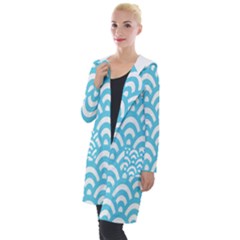  Waves Ocean Blue Texture Hooded Pocket Cardigan by artworkshop