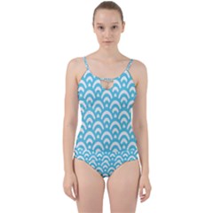  Waves Ocean Blue Texture Cut Out Top Tankini Set by artworkshop