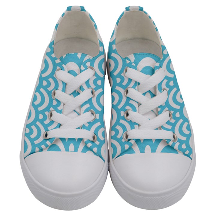  Waves Ocean Blue Texture Kids  Low Top Canvas Sneakers