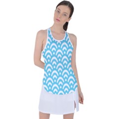  Waves Ocean Blue Texture Racer Back Mesh Tank Top by artworkshop