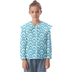  Waves Ocean Blue Texture Kids  Peter Pan Collar Blouse